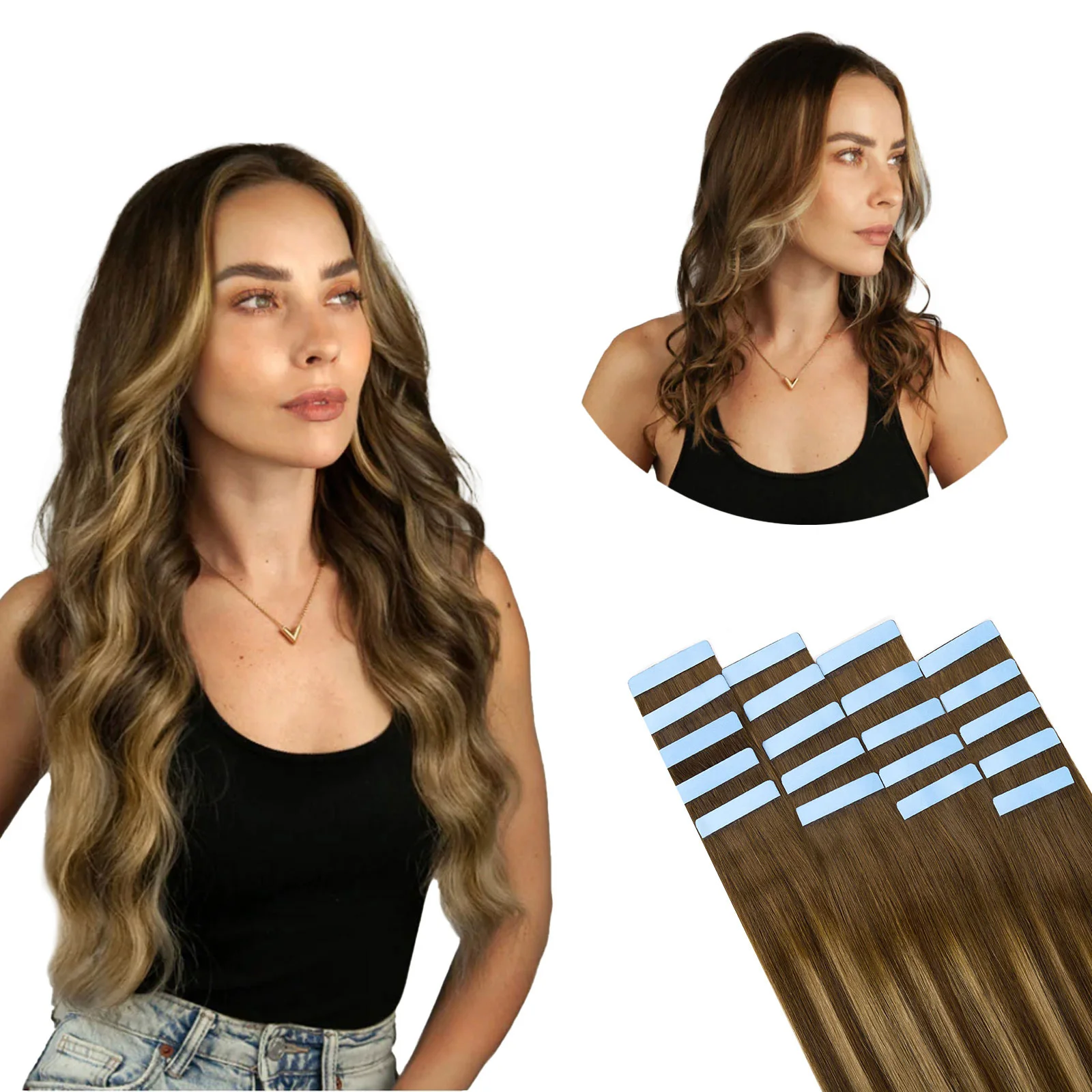 

LOVELINE Tape in Hair Extensions Human Hair 14-22Inch 100% Remy Real Human Hair Luxury Seamless Invisible Tape in Extensions