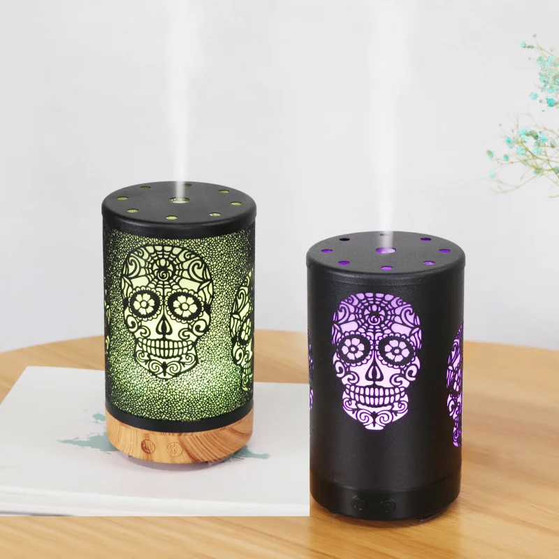 USB Skull Hollow Iron Aroma Diffuser100MLHousehold Mini Humifier Essential Oil Ultrasonic Aroma Diffuser