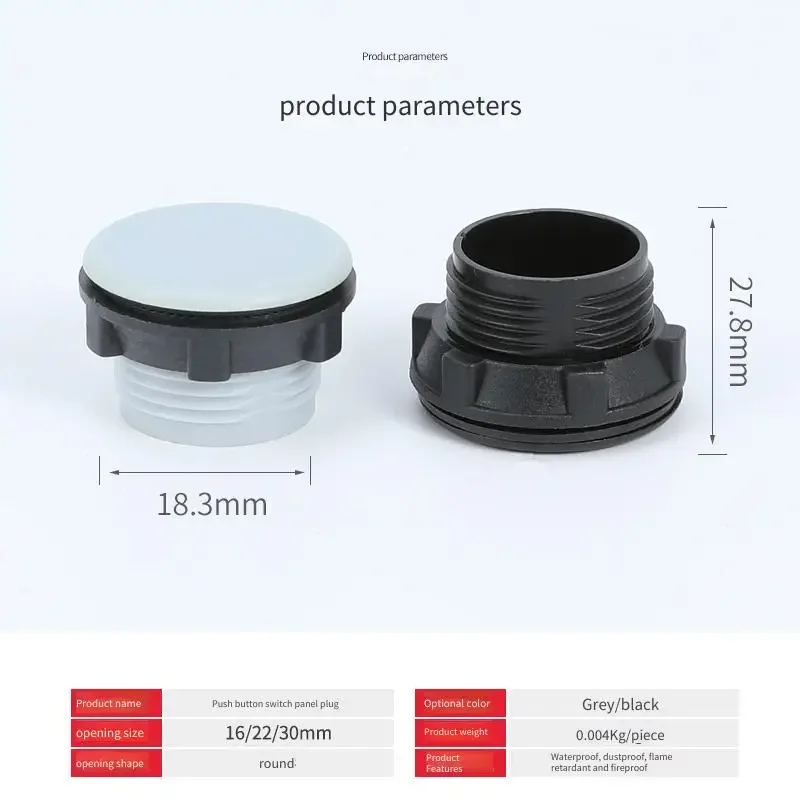 10-Pack Nylon Large Panel Button Plugs 16mm/22mm/30mm Waterproof round Hole Stuffy Caps Threaded Screw-In Hole Plugs for Diverse