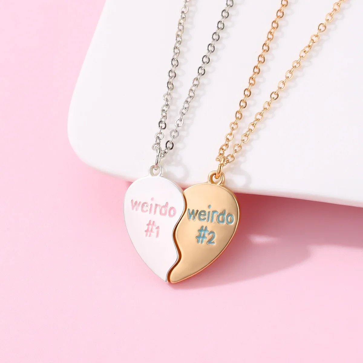 

2 Pcs New Fashion Simple Couple Necklace Exquisite Alloy Magnetic Charm Letter Pendant Valentine's Day Necklace Jewelry Gifts