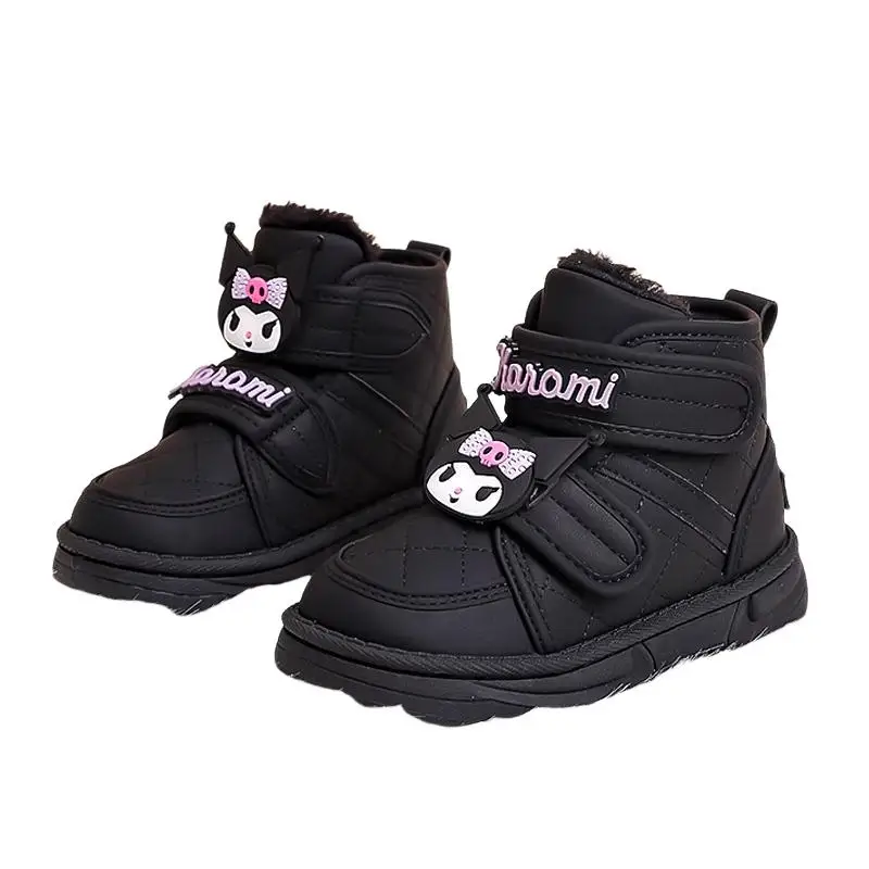 Kawaii Cartoon Kuromi Girl Cotton Boots Winter Child Velvet Cotton Shoes Girl Keep Warm Sanrios Soft Comfortable Anime Figure