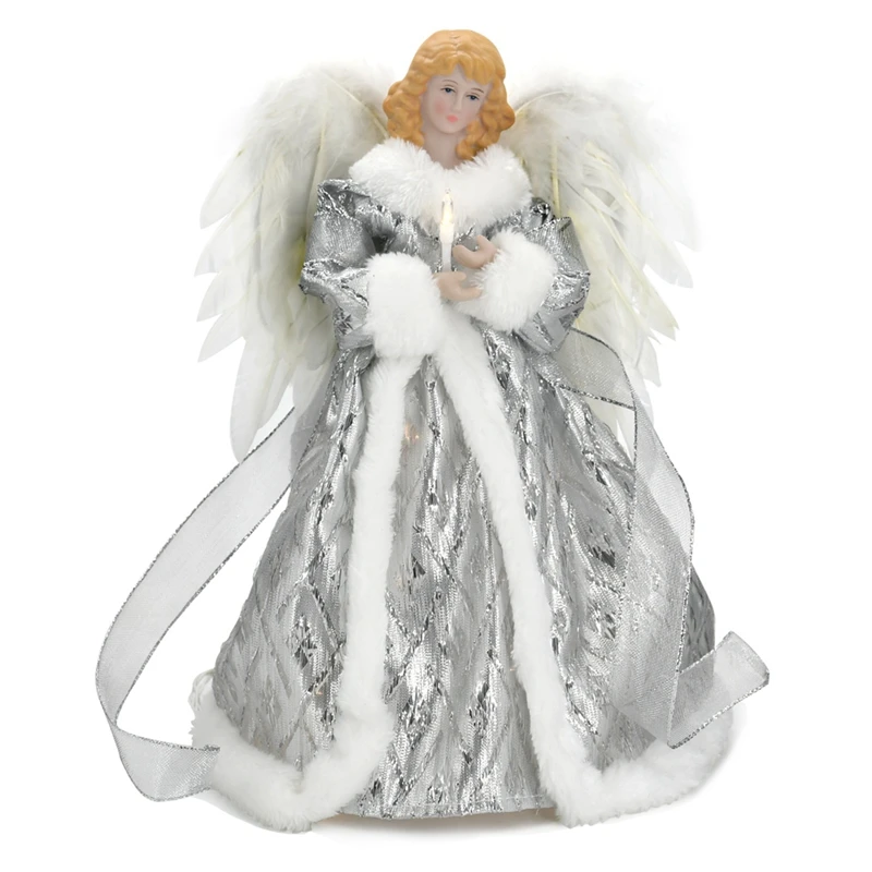 Angel Christmas Tree Topper With Lights & Extended Cord,Cute LED Lighted Tree Toppers Christmas Decoration,B Durable