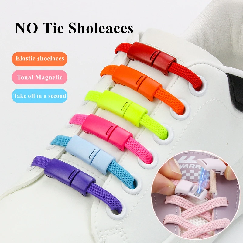 New Tonal Magnetic Buckle Shoelaces Elastic Laces Sneakers No Tie Shoelace Kids Adult Quick Lace Lazy Sport Rubber Shoestrings