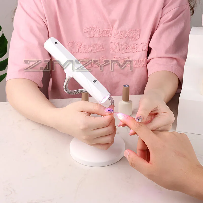 9W เซนเซอร์เครื่องเป่าเล็บ Flash Cure หลอดไฟ LED มือถือมินิเครื่องเป่าเล็บไร้สายแสงสีแดง 360 ° สายยางยืดหยุ่นปรับได้