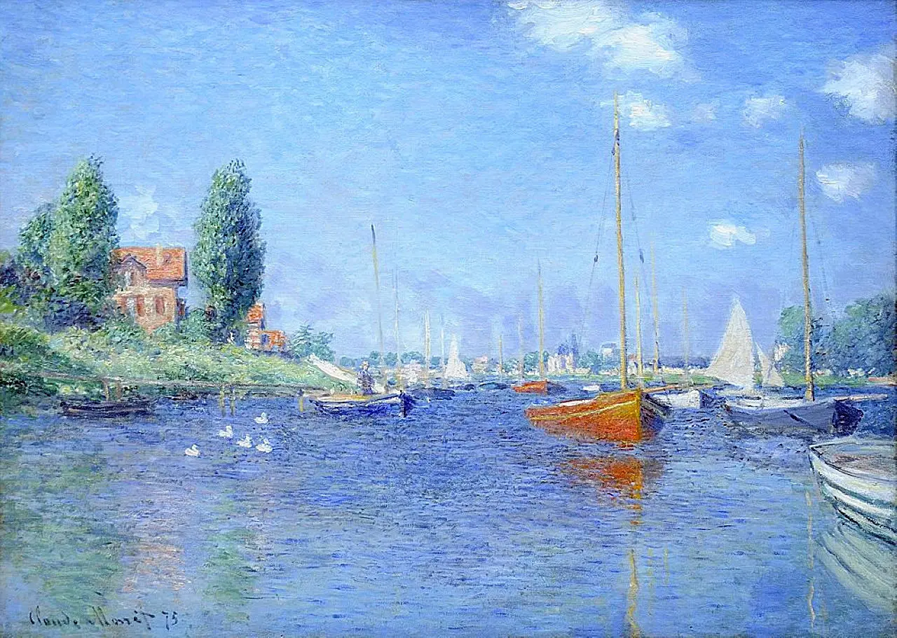 

Red Boats, Argenteuil by Claude Monet Oil Canvas Paintings Replicas Landscape Painting Art Hanpainted Wall Decor Impressionism