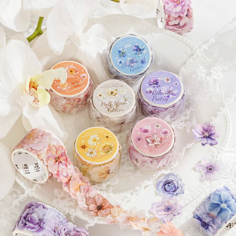 Washi Tape 100pcs/Roll Spring Color Flower Shaped Tape - Handbook Stationery for DIY Handmade & Scrapbook Diary Decoration