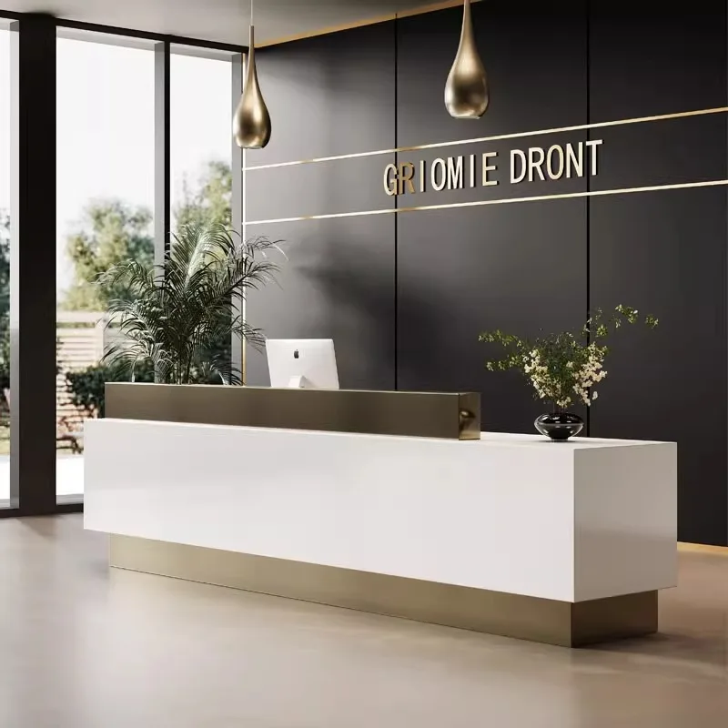 

Aesthetic Company Reception Desks Shop Bar Luxury Beauty Salon Desks Unique Display European Mostrador Commercial Furniture