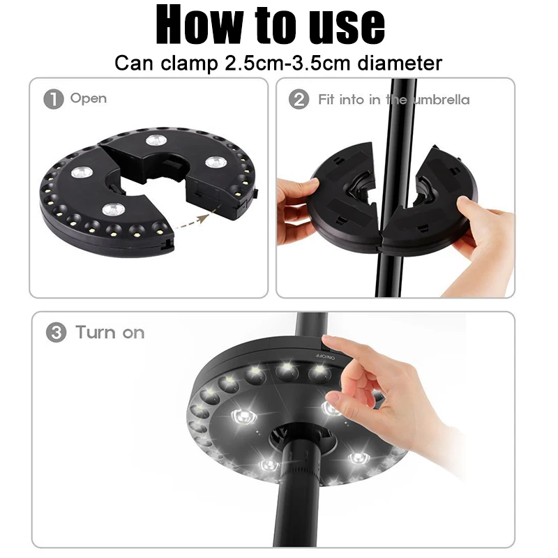 Patio Umbrella Lights 28 LED 3 Lighting Modes Detachable Umbrella Lights Outdoor Camping Lights Courtyard Garden Emergency Light