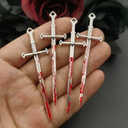 4pcs 79*22mm Sacred Heart Blood Sword Gothic Plated Charms Halloween Witch Pendant Fit Jewelry Making DIY Jewelry Findings