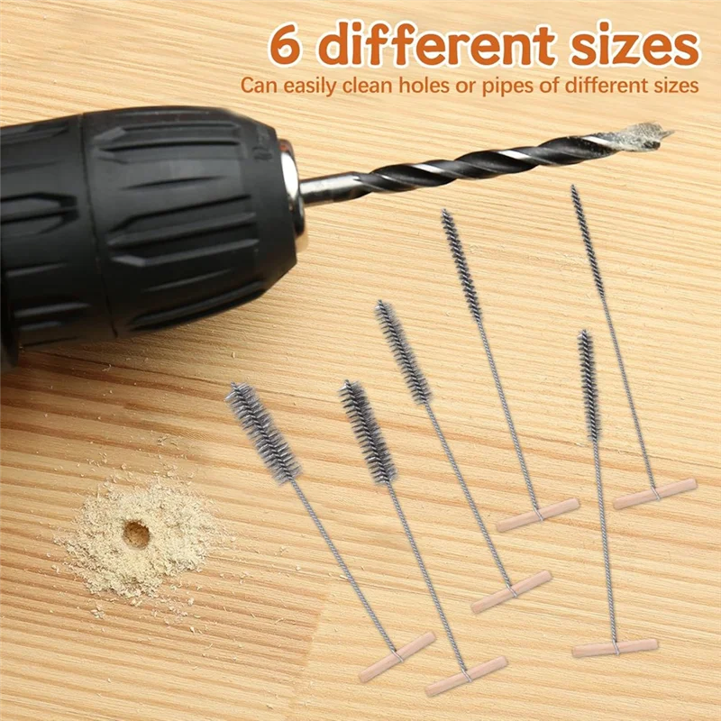 A84E-Juego de cepillos de limpieza para agujeros de taladro percutor-cepillos de acero inoxidable de 8/12/16/20/25/30Mm para proyectos de perforación