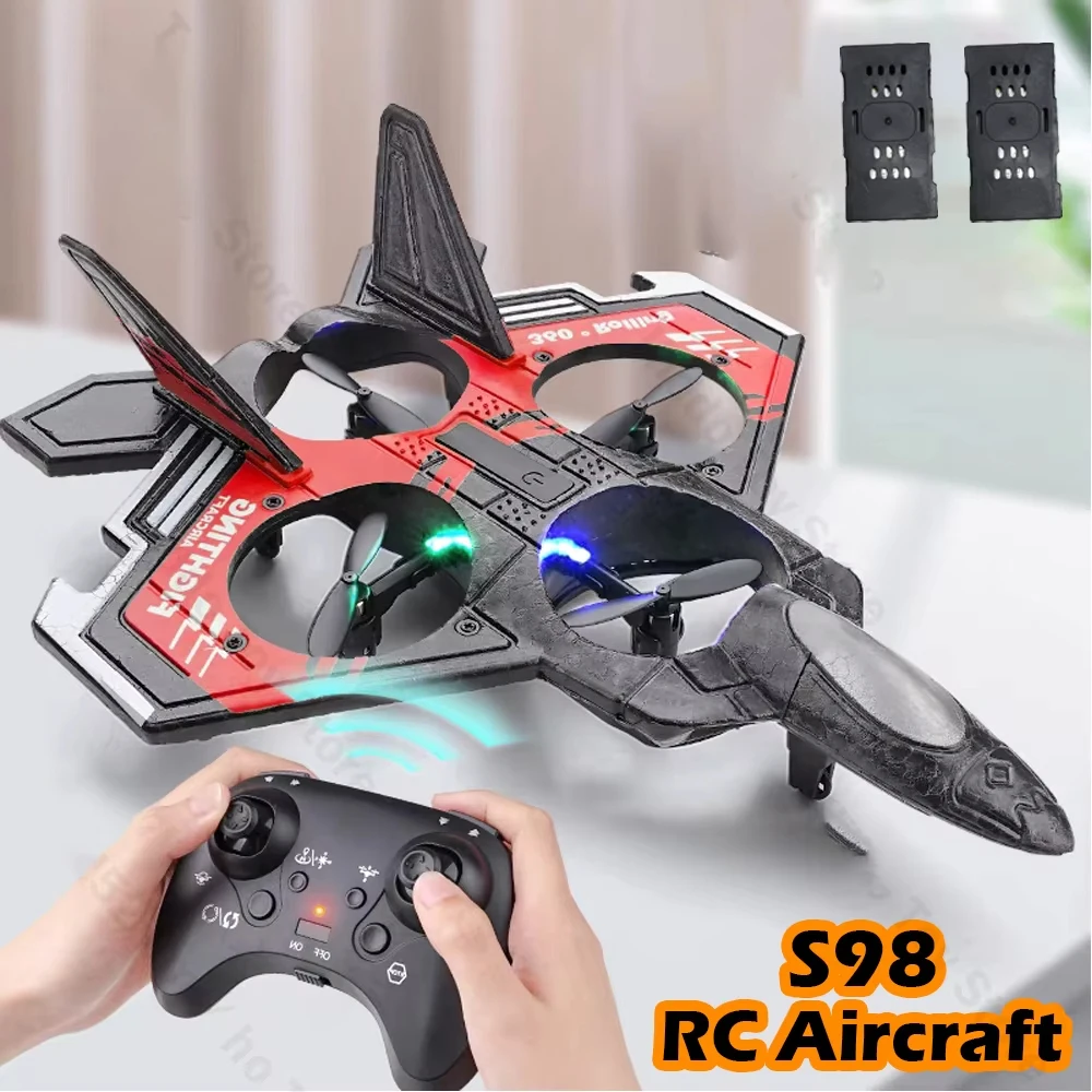 

S98 RC Самолет-истребитель Светодиодный светильник 2,4G 4CH 4-осевой автоматический баланс 360 Rollover EPP Электрический RC Планер Самолет Игрушки для детей