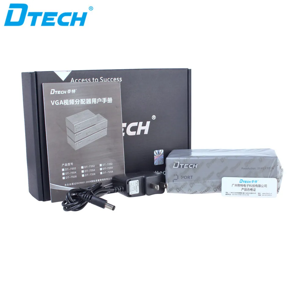 ตัวแยกสัญญาณวิดีโอ DTECH 2 พอร์ต 350mhz 1 อินพุต 2 เอาต์พุต VGA