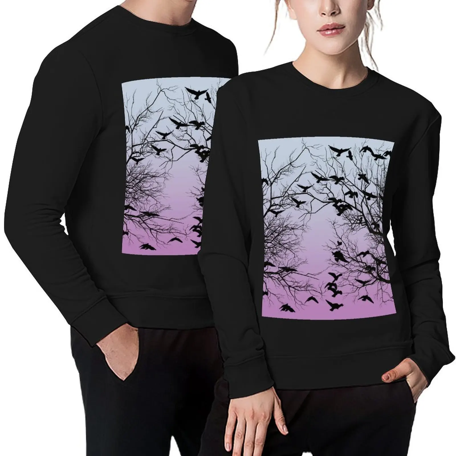 

Crow flock Pullover men wear autumn male clothes aesthetic clothing pullover