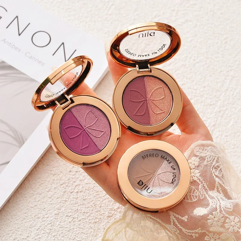 Neutral Earthy Dual Eyeshadow Palette Matte Shimmer Gold Glitter Shades Compact Travel-Friendly Design for Easy Application