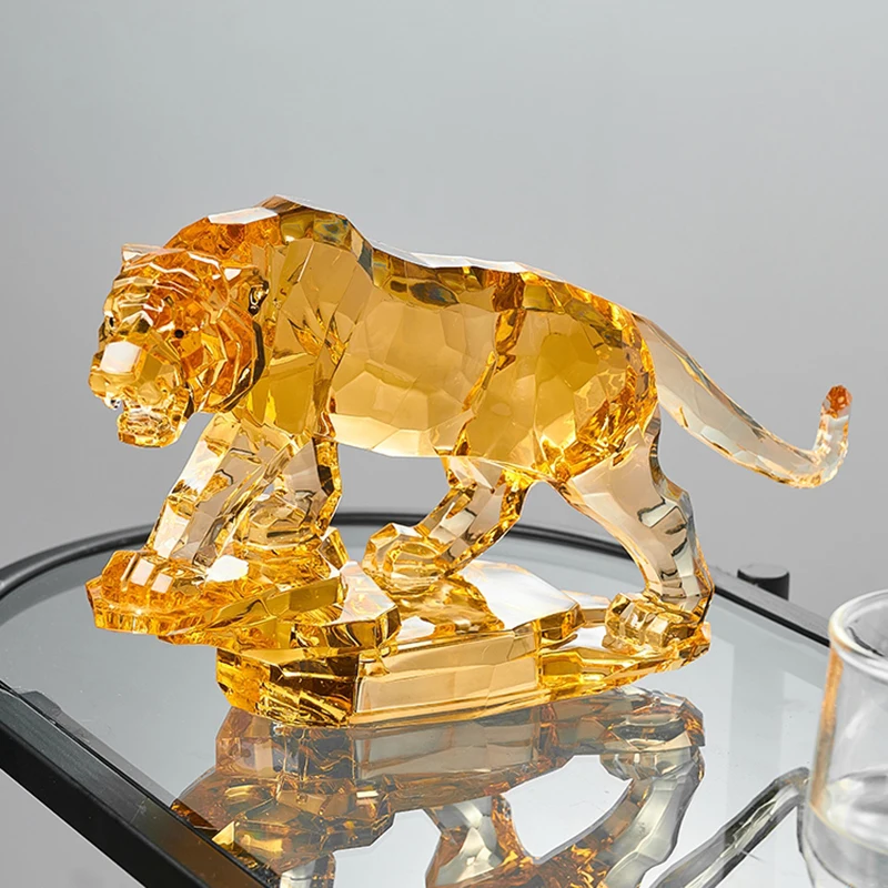 Acrylic Crystal Tiger Statue, Home Office Desktop Decorations, Artwork Sculpture, Luxury Handicrafts, Creative Artwork Gifts