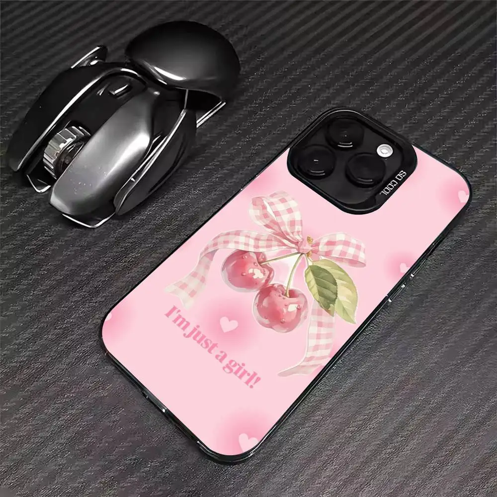 لطيف الفاكهة الوردي الكرز جراب هاتف آيفون 17 16 15 14 13 12 11 برو ماكس XS ماكس 7 8 زائد للصدمات سيليكون ماتي غطاء