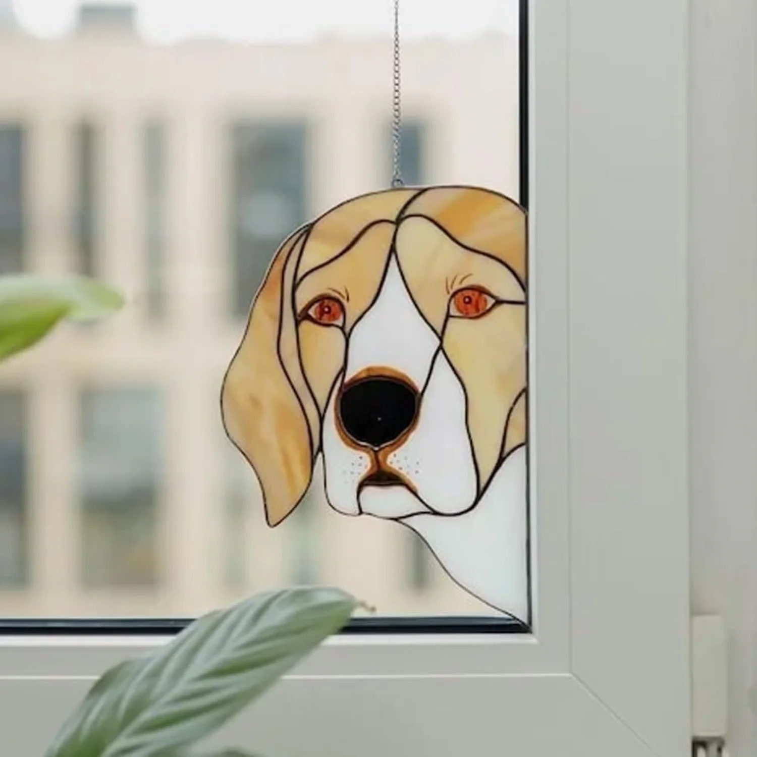 Funny Window Corner Decor - Peeping Dog, Funny Window Corner Decor, Funny Stained Glass Window Corner Decor, Dog Sticker, Lovely