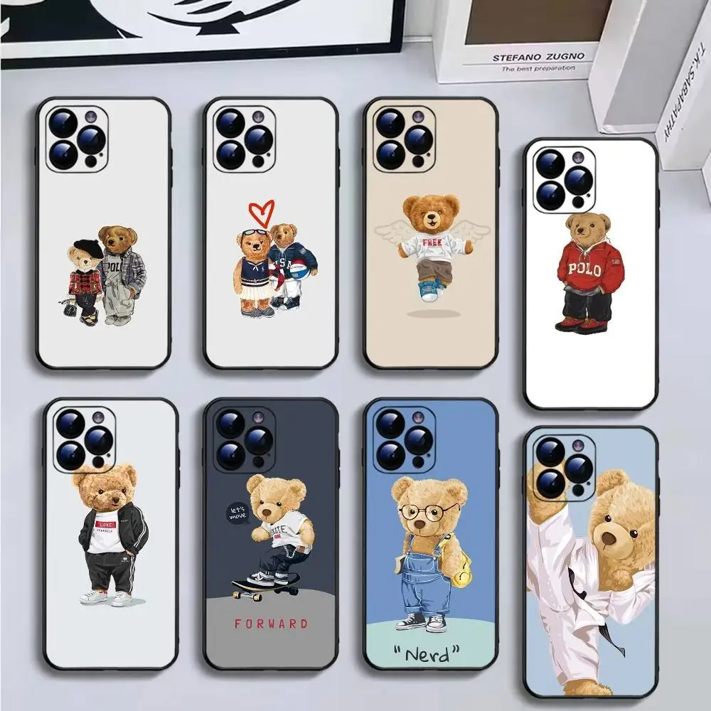 

B-Baron F-Filou Bear Fashion Phone Case For iPhone16,15,14,13,12,11 Plus,Pro Max,XS,X,XR,SE,Mini,8,7,Soft Silicone Black Cover
