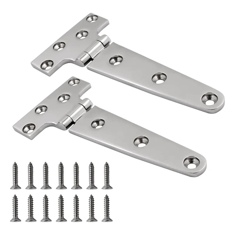 2 Pieces Heavy Duty T Hinge 6Inch x 3Inch Casting Hinge 316 Stainless Steel for Boat& AUTO