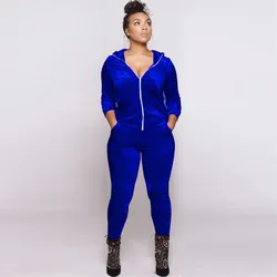Autumn And Winter New Velvet Hoodie Zipper Casual For Women's Suit Fashion Slim Trousers Sports Jogging 2 Piece Set Female