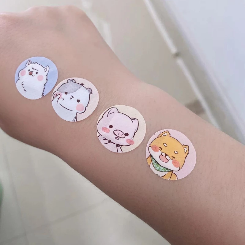 

120 Pcs Small Round Vaccine Pinhole Bandages Cute Cartoon Band-aids Waterproof Breathable Children Face Stickers First Aid Patch