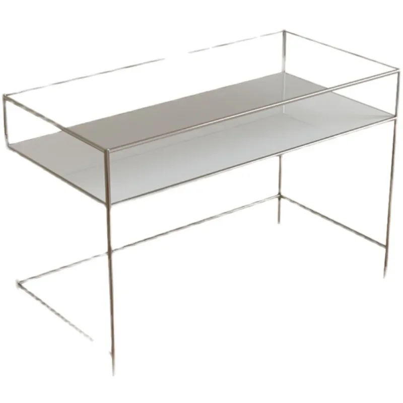 

Modern simple desk bedroom desk metal stainless steel simple dressing table study glass table writing