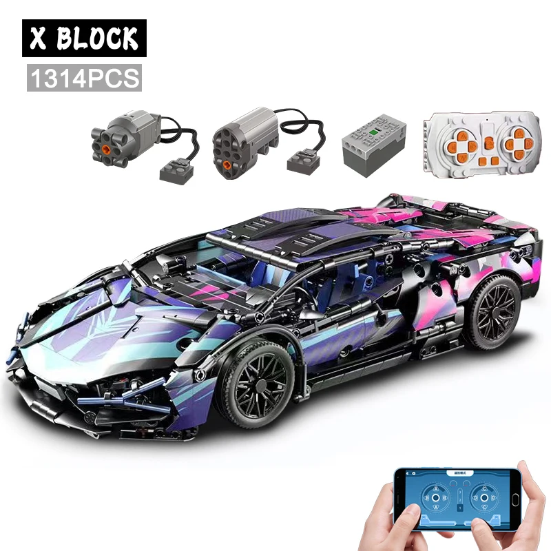 

Technical APP Remote Control Moter Power Sport Car Building Blocks Bricks Speed Racing Supercar Sets Toys For Kids Models Gifts