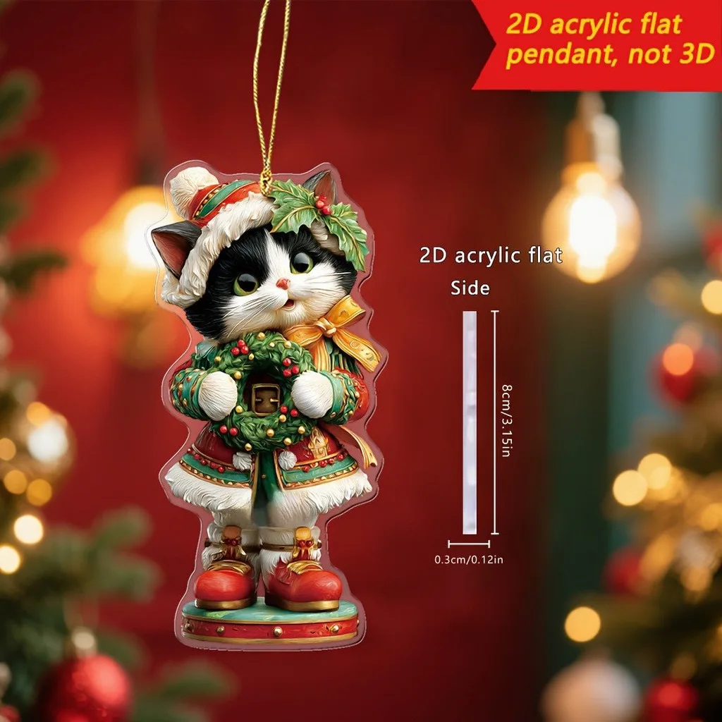 Cute Hat-wearing Cat Hanging Ornament 2D Flat Artificial Rhinestone Animal Hanging Decoration Embossed Pattern Goat Bag Charm