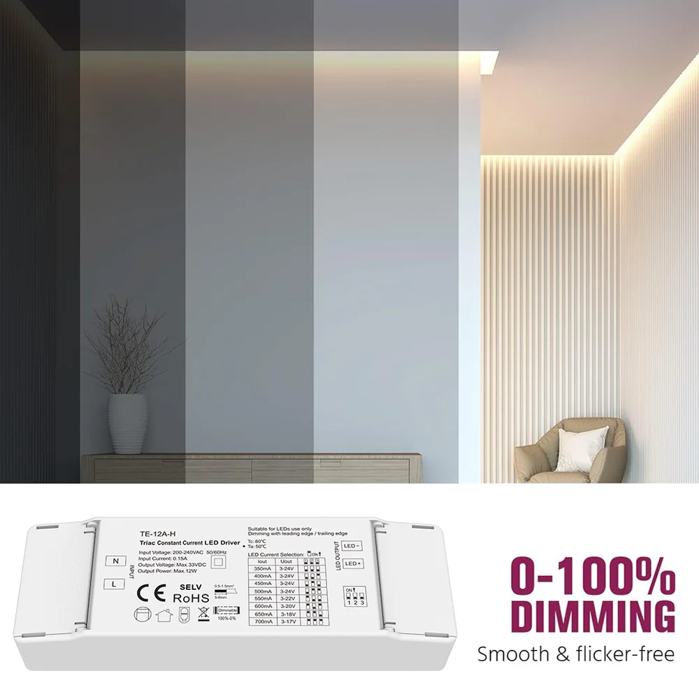 Triac Konstantstrom-LED-Treiber 100-700mA 12W dimm bares LED-Netzteil pwm digitales Dimmen AC 220V 230V Licht transformator