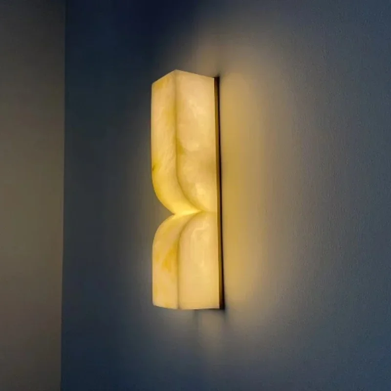 Modern Alabaster Lamp Bedroom Bedside Wall Lamp Hotel Corridor Living Room Background Balcony Marble Decorative Wall Lamp