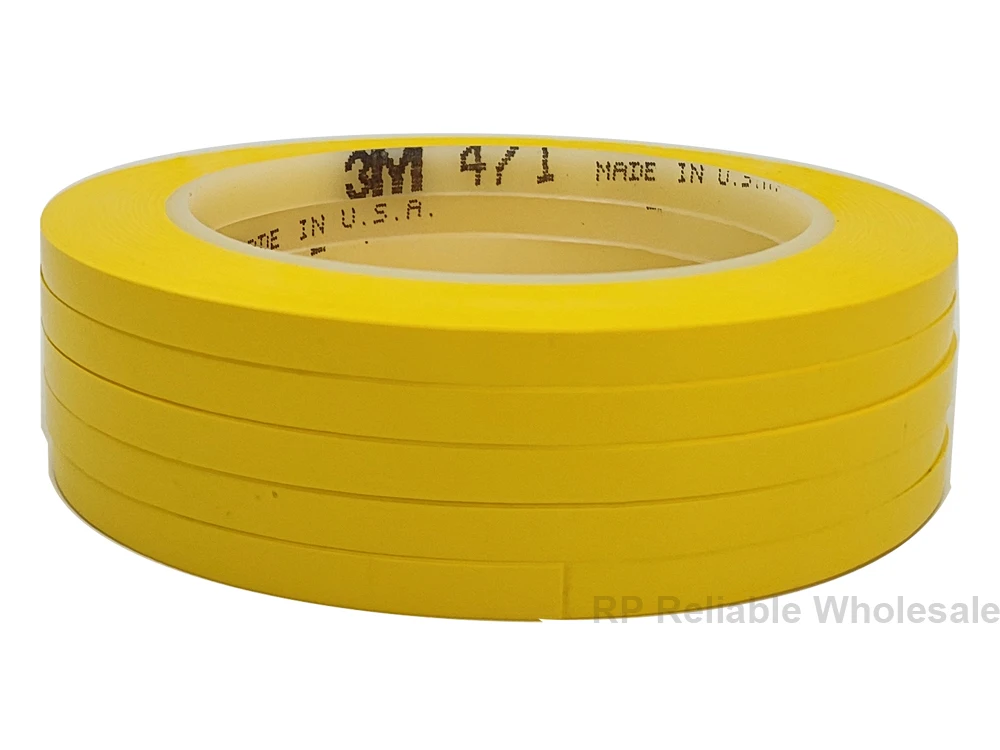 5mm  3M 471 Premium Perfomance Strong Vinyl Tape Length 33M Bundle set for Decoration, Masking YELLOW BLACK BLUE WHITE RED GREEN