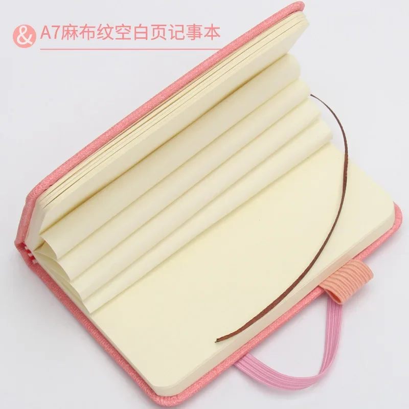 100 ورقة A7 دفتر صغير سميك مربع صفحة فارغة المفكرة إعادة الملء قماش الكتان الحبوب المحمولة جيب مذكرة مخطط العمل