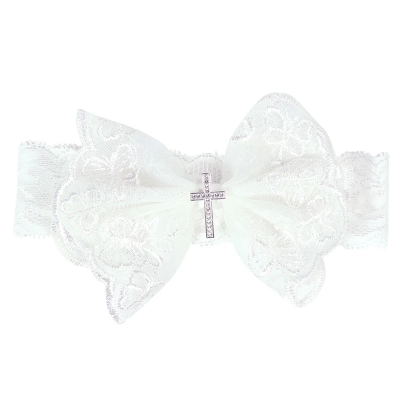 

Child Summer Hair Bows Christening Bow Headband for Baby Girls Turban Hairband
