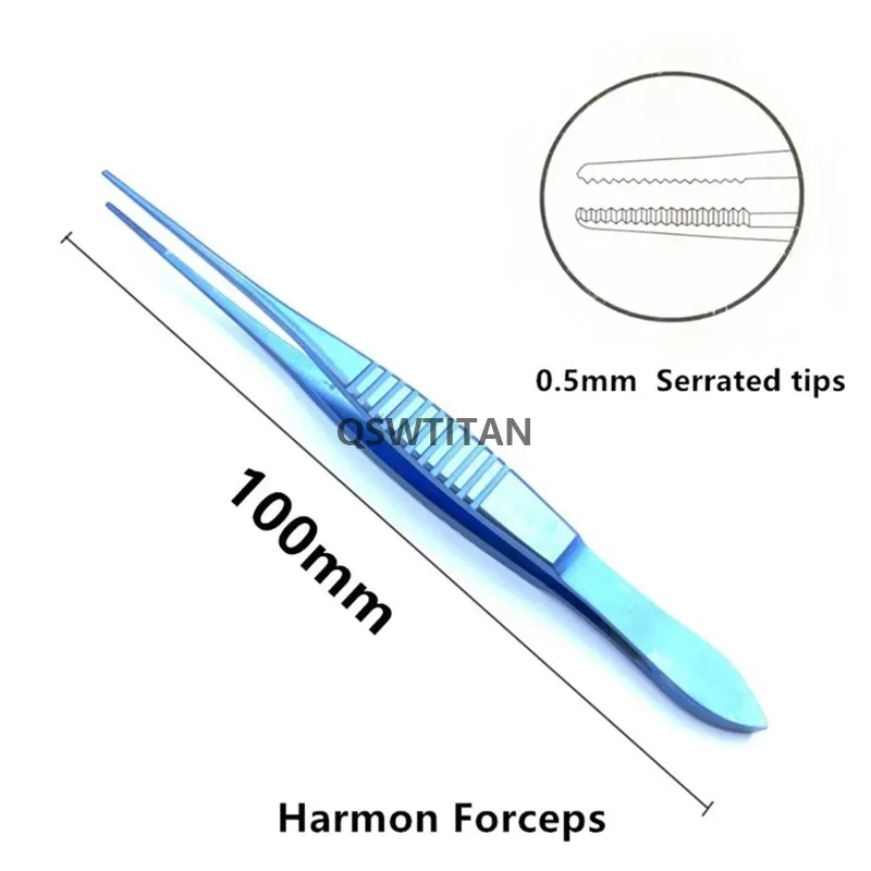 Pinza Bishop-Harmon in titanio Punte seghettate da 0,5 mm Strumento oftalmico doppia palpebra