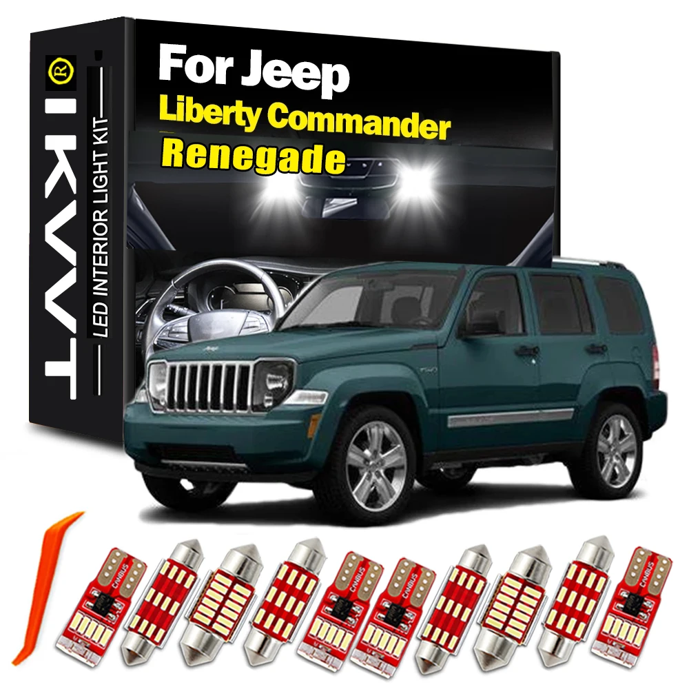 

IKVVT Canbus Indoor Lamp For Jeep Liberty Commander Renegade Vehicle Bulbs LED Interior Map Dome Trunk Light Kit Car Accessories