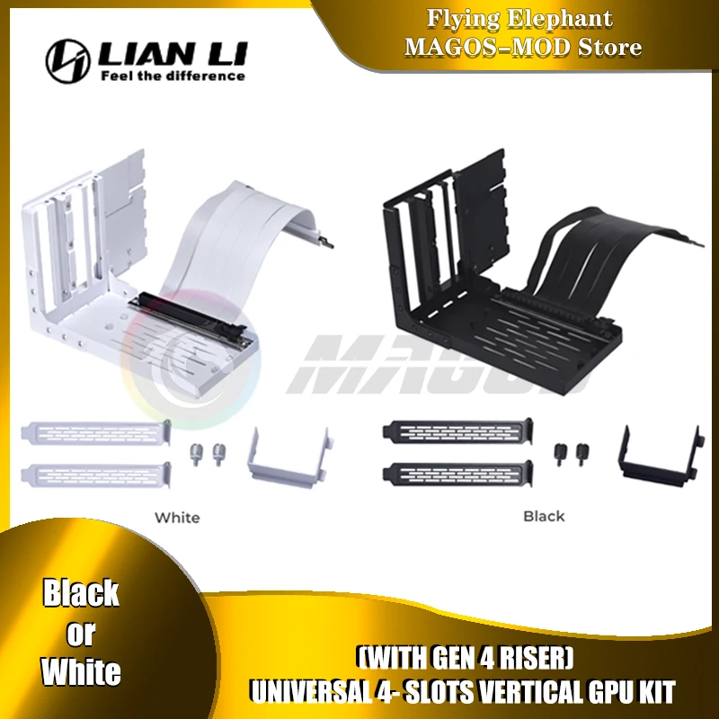 LIAN LI O11D EVO GPU Bracket Kit, PCI-e 3.0 /4.0 380MM Riser Cable support Normal /Reverse Mode HDD Fan Upright Bracket