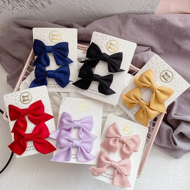 Handmade Fabric Bowknot Girls Hair Accessories Summer Clips Toddlers Barrettes Korean Non-Slip Snap Hairpins For Kids Teens Pets