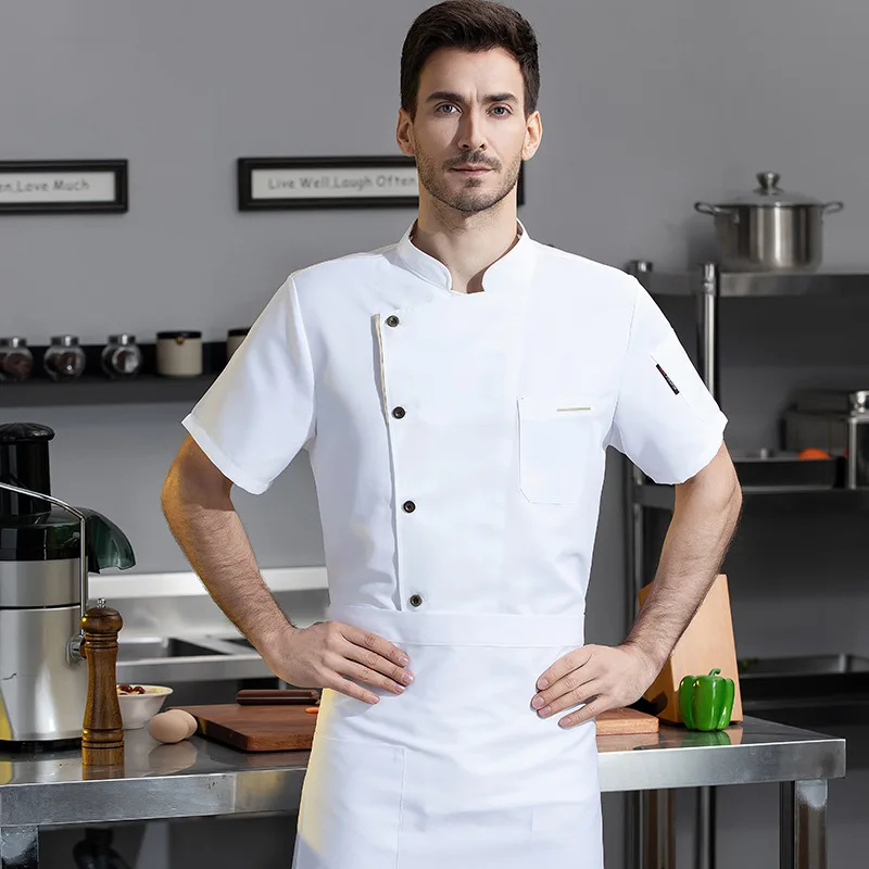 シェフベイカー作業服夏半袖西洋レストランカフェテリアバーベキューショップベーカリーウェイター薄型キッチンジャケット
