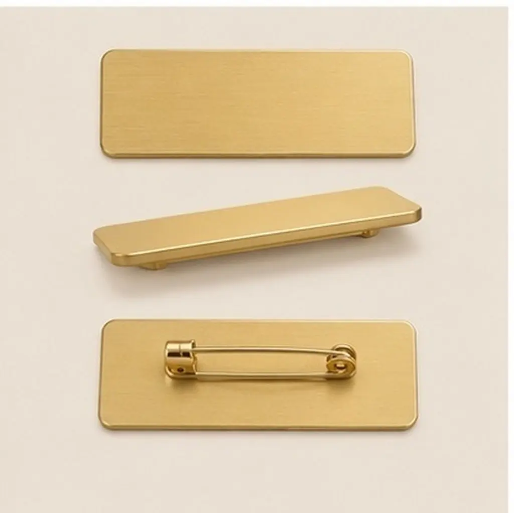 20Pcs Blank Name Badge Pin Back Office Employee Identification Blank Plastic Name Tags for Staff Golden Badge Holder Blanks