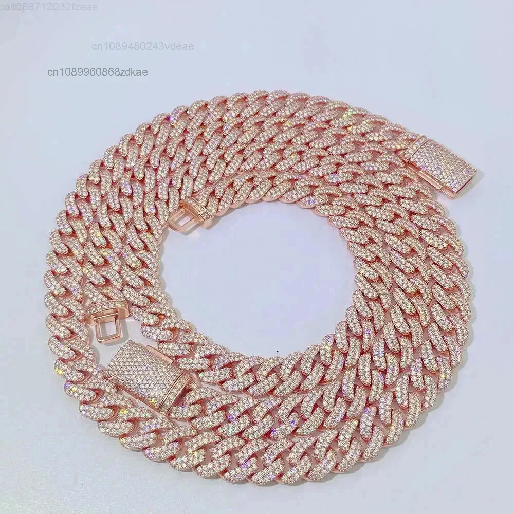 

Оптовая продажа, тестер бриллиантов из розового золота, муассанит S925, 13 мм, модная мужская цепочка на бедро 13 мм, кубинская цепочка Iced Out