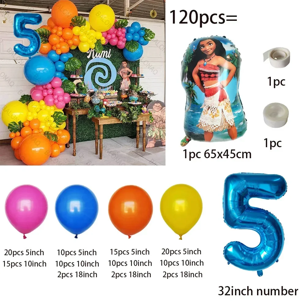 120 pz Moana compleanno palloncini ghirlanda arco Kit bambini compleanno palloncini stagnola in lattice Baby shower decorazioni per feste Globos forniture regali