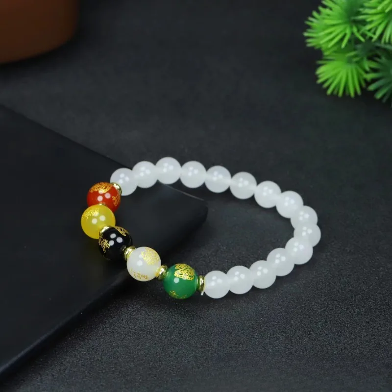 Natural Tianshan Cuiwu Road God of Wealth Bracelet Single Circle Transshipment Bracelet Men's and Women's