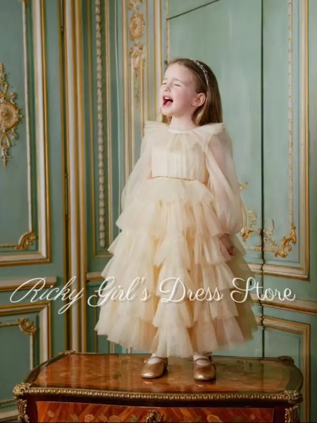 champagne-flower-girl-dresses-with-long-sleeves-tulle-tiered-flower-girl-duties-birthday-celebrations-enchanting-garden-parties