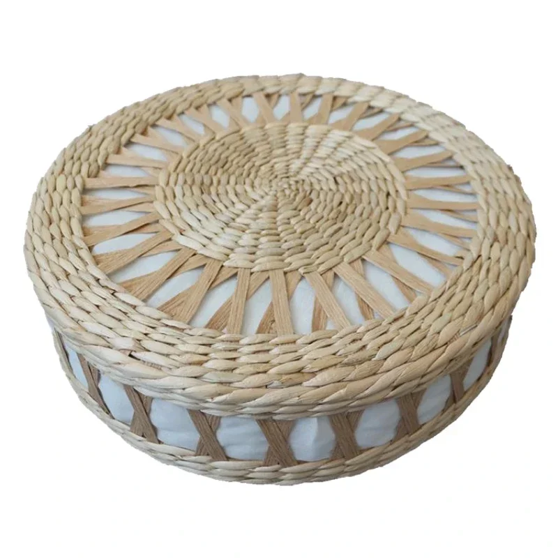 

camping hand-woven cushion, Japanese-style tatami mat, bay window, round futon, straw weaving, sitting cushion