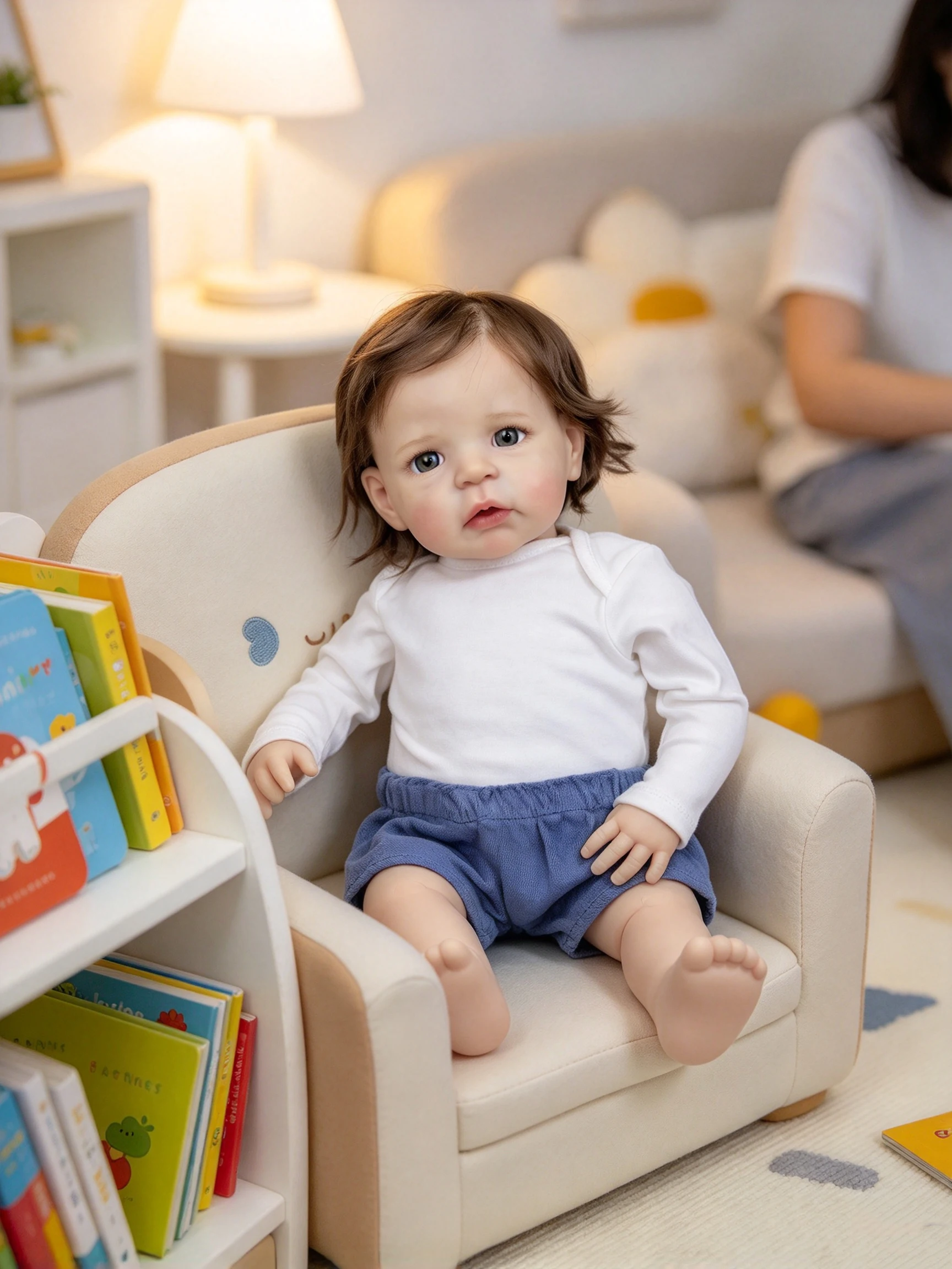 24Inch Soft Cotton Body Finished Doll Toddler Reborn Sandie Lifelike Soft Touch Multiple Layers Painting 3D Skin for Gift