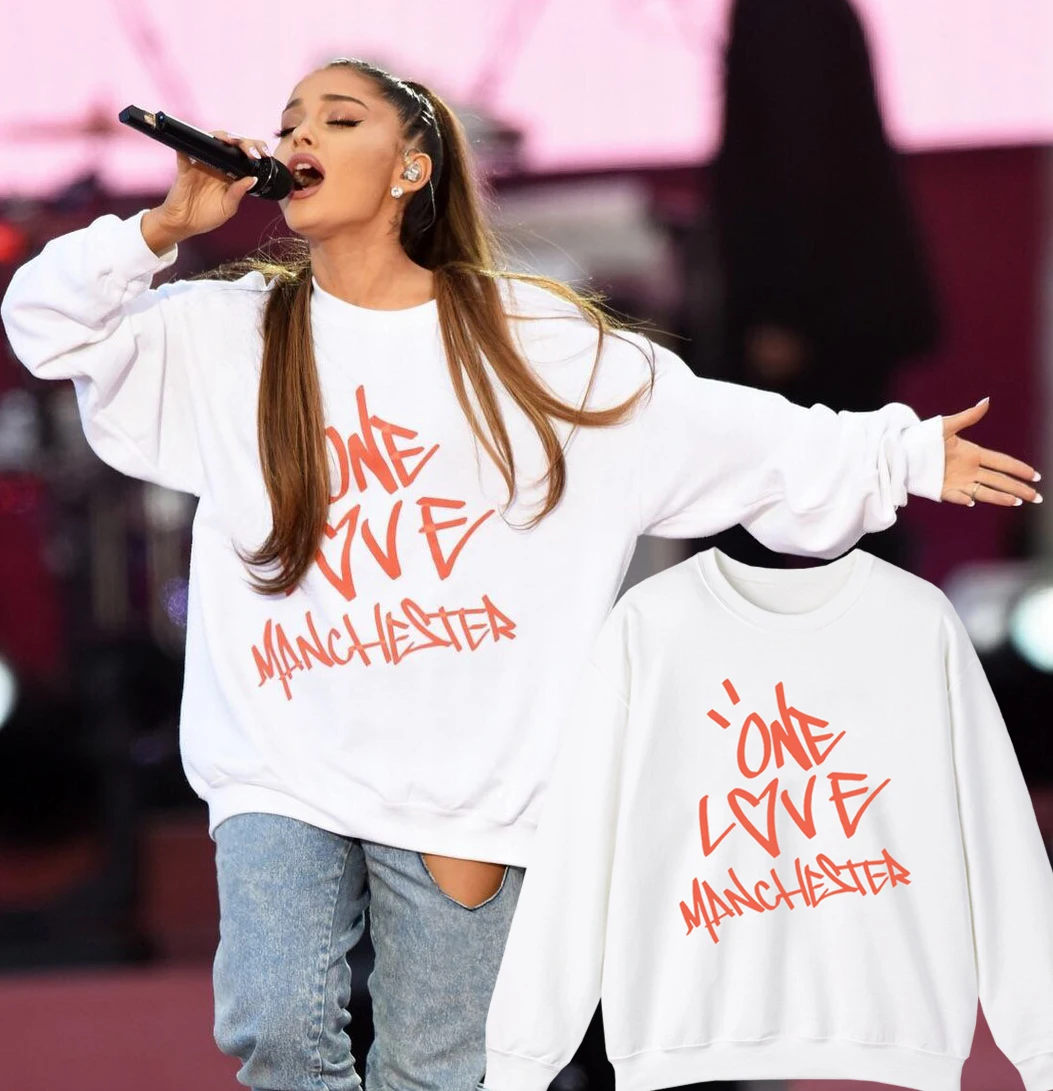 One Love Manchester Crewneck Hoodie Ariana Grande Concert Oversized Sweatshirt Pullover Tops Unisex