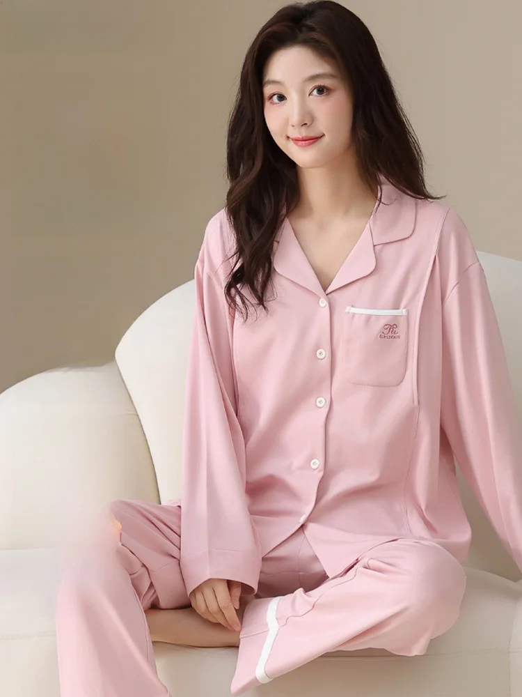 pure-cotton-spwear-convenient-nursing-home-clothes-for-women-pre-and-postpartum-comfortable-loose-fit-long-sve-loungewear