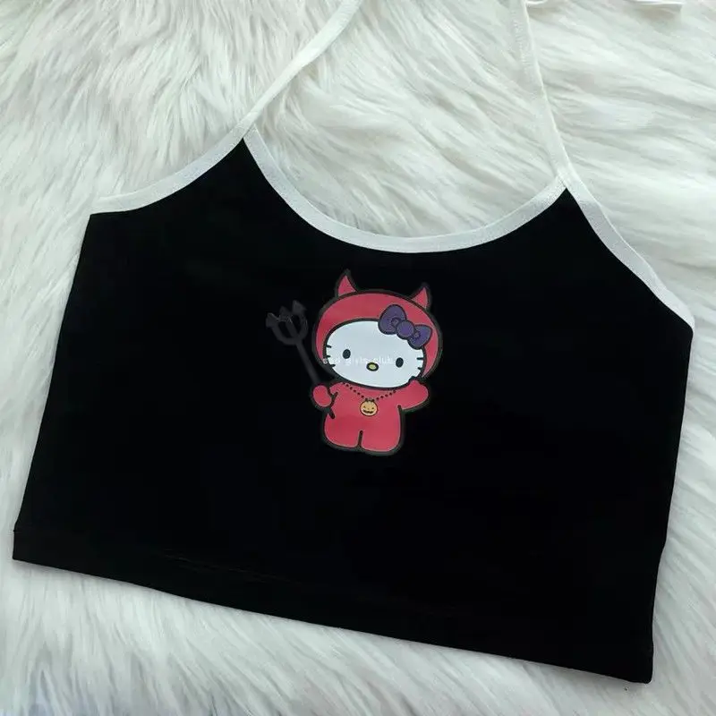 New Cartoon Sanrio Hello Kitty Printing Suspenders Girl Heart Summer Sweet Inside Slim Fit Short Suspenders Soft Girl Vest