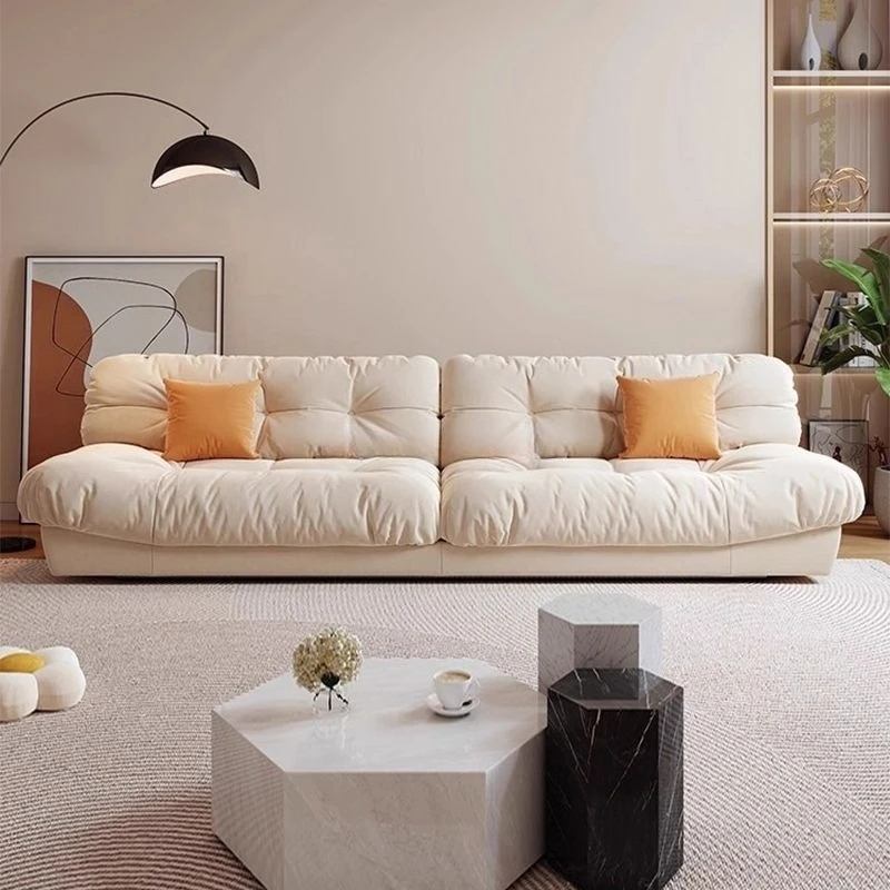 Fabric living room small apartment simple household straight row cloud sofa