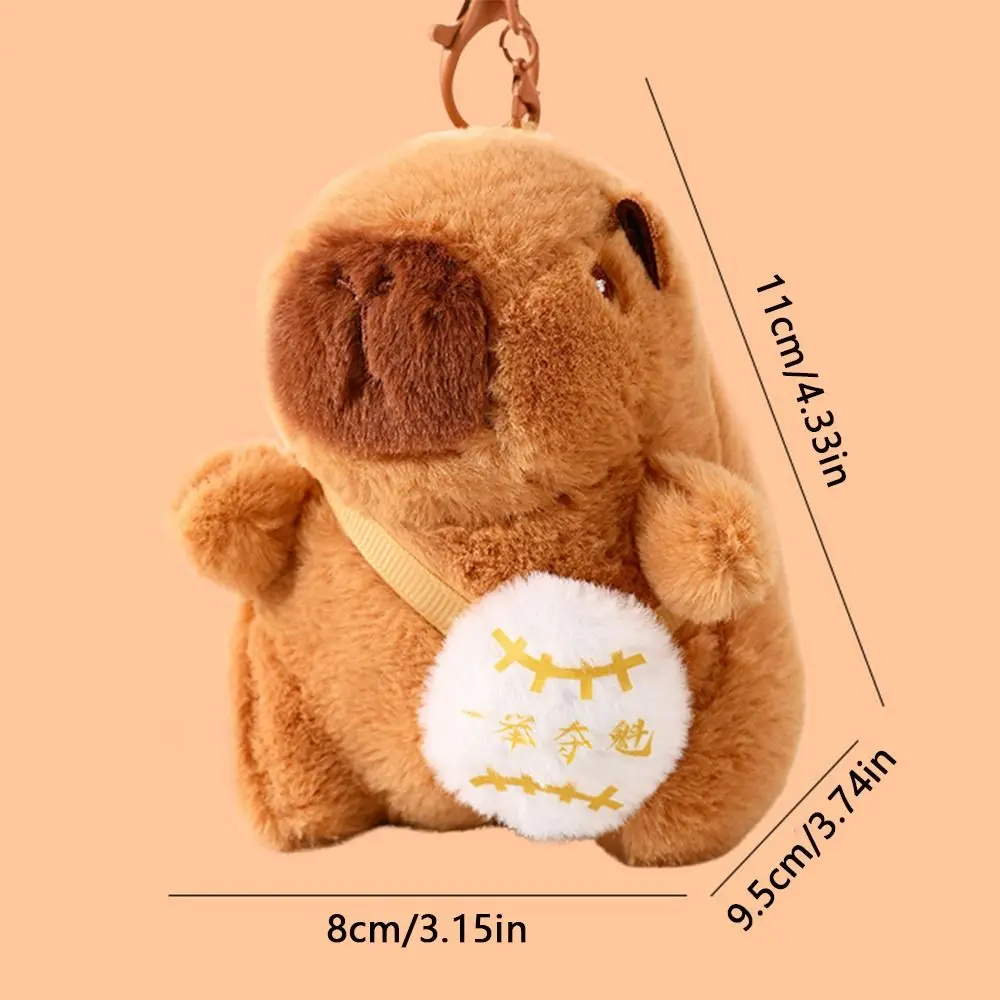 Trendy Plush Capybara Keychain Cute Soft Fluffty Doll Keyring Toy Stuffed Animal Bag Pendant Teenage